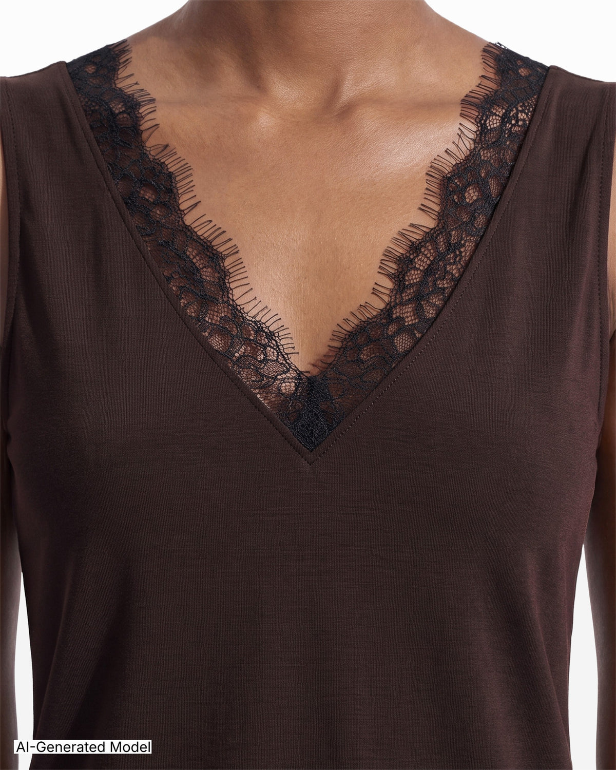 [SKU:12066138-5BJ] V-Neck Lace Trim Top