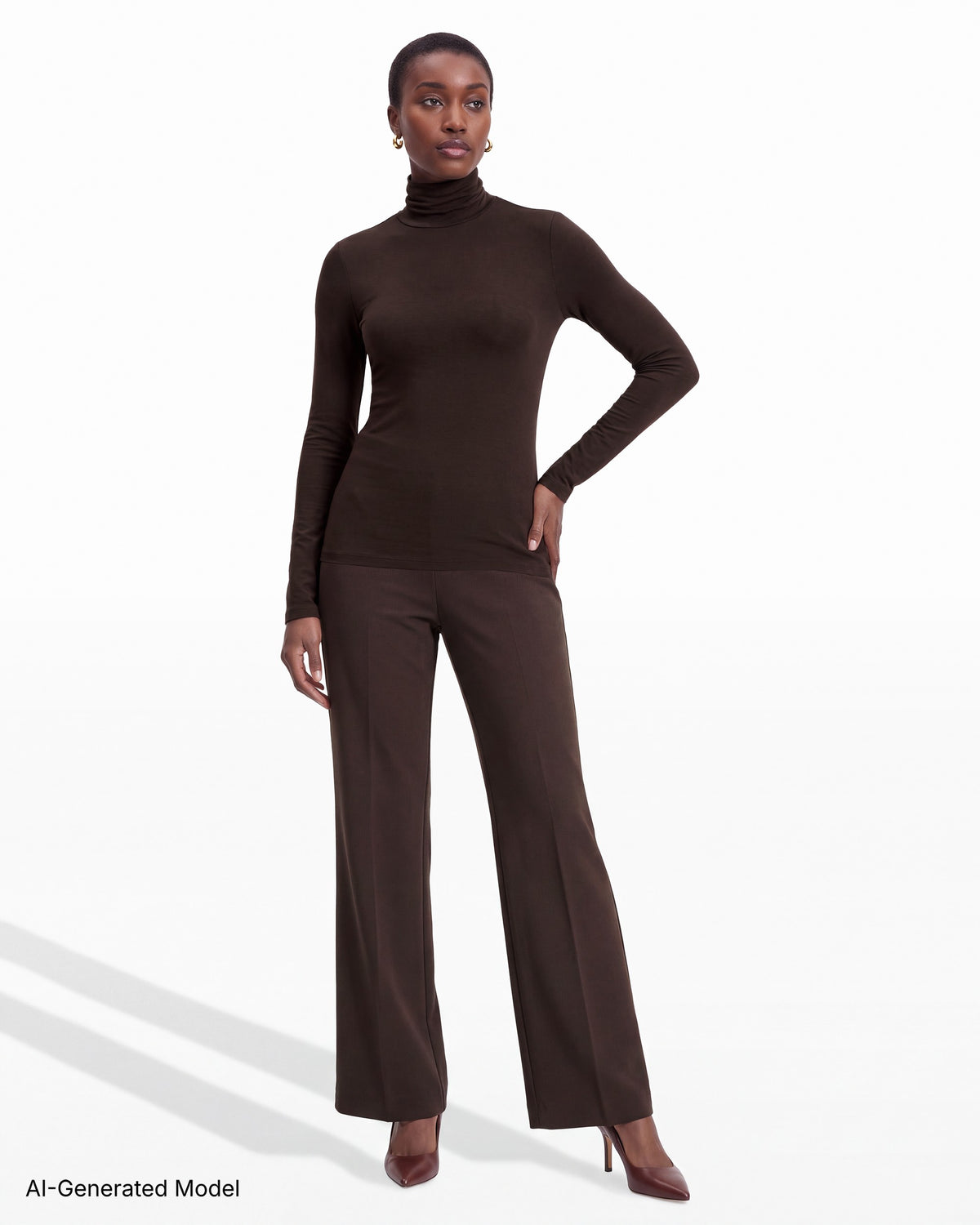 [SKU:12066240-5BJ] Seamless Turtleneck Knit Top