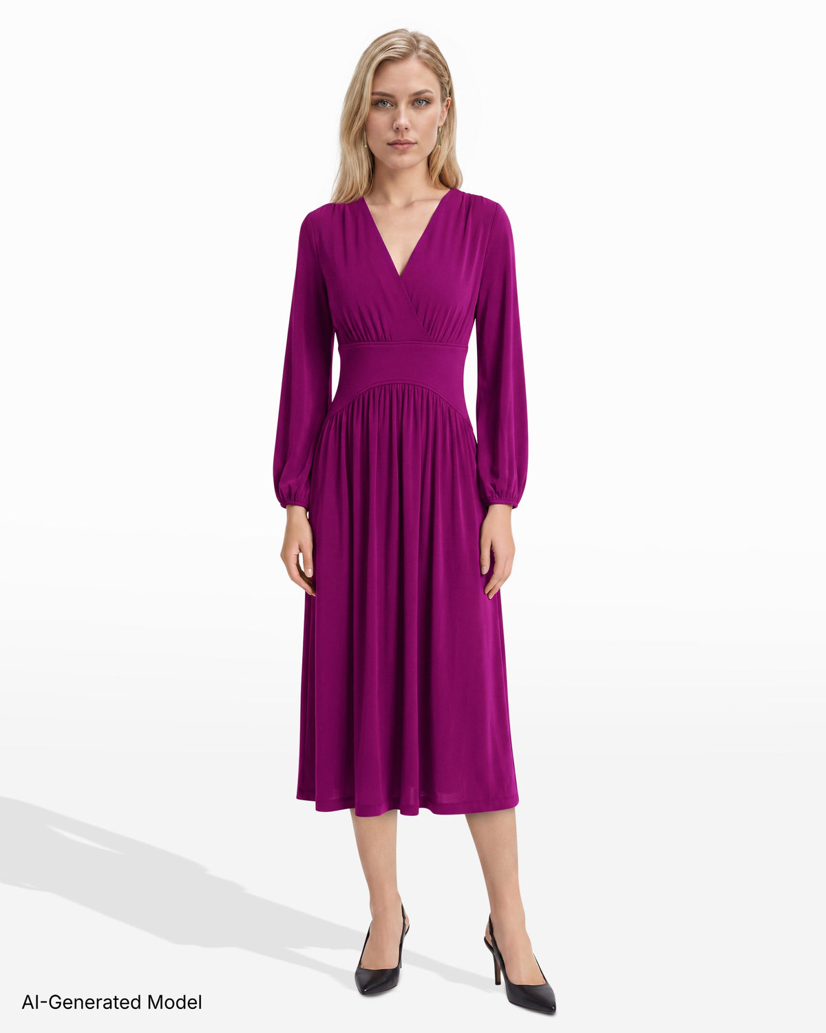 [SKU:12061528-P05] Long Sleeve Fit & Flare Dress