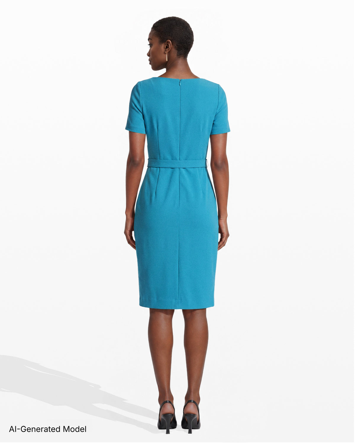 [SKU:12061549-8DA] Twist Neck Sheath Dress