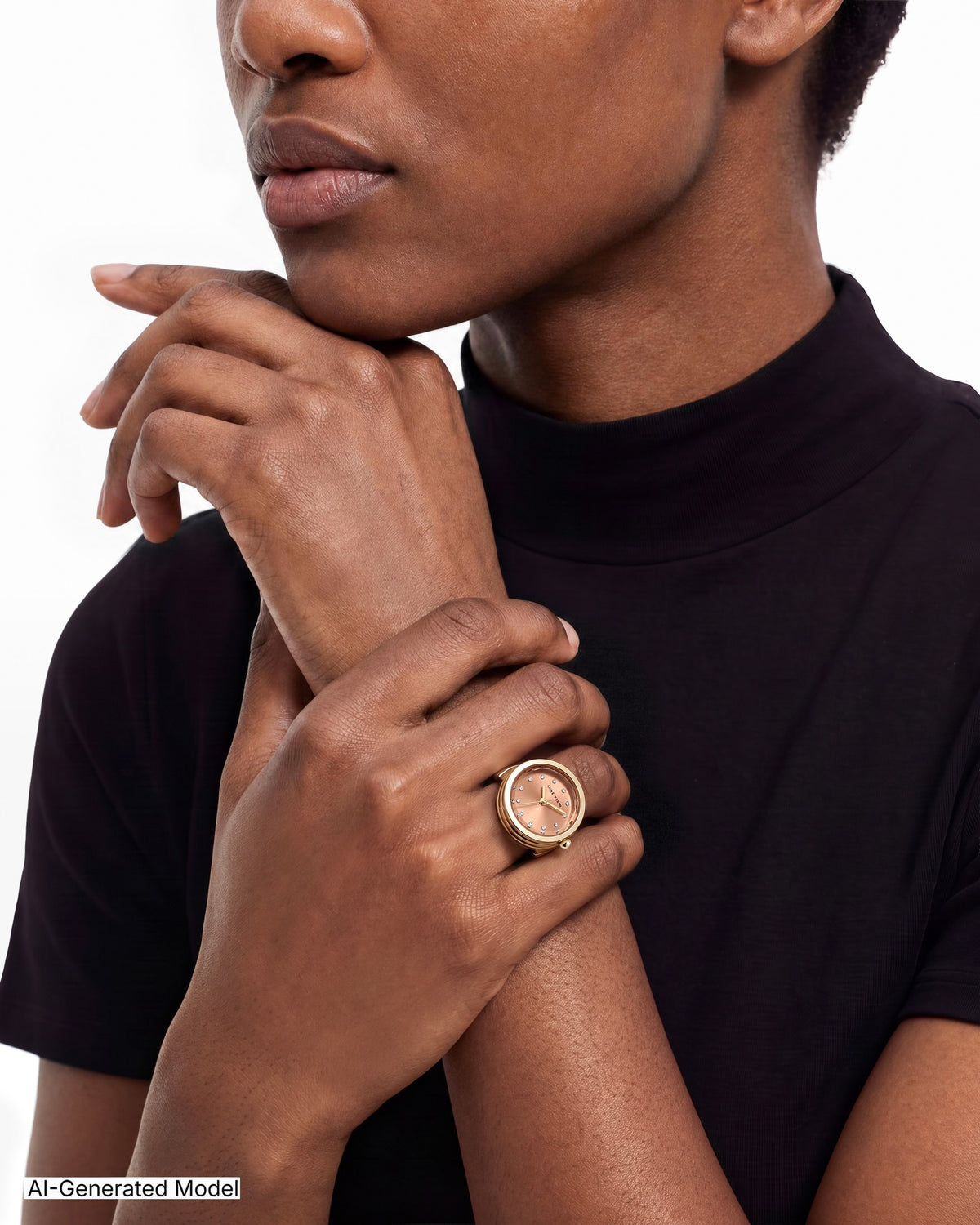 [SKU:AK-5124RINGPE] Crystal Accented Ring Watch