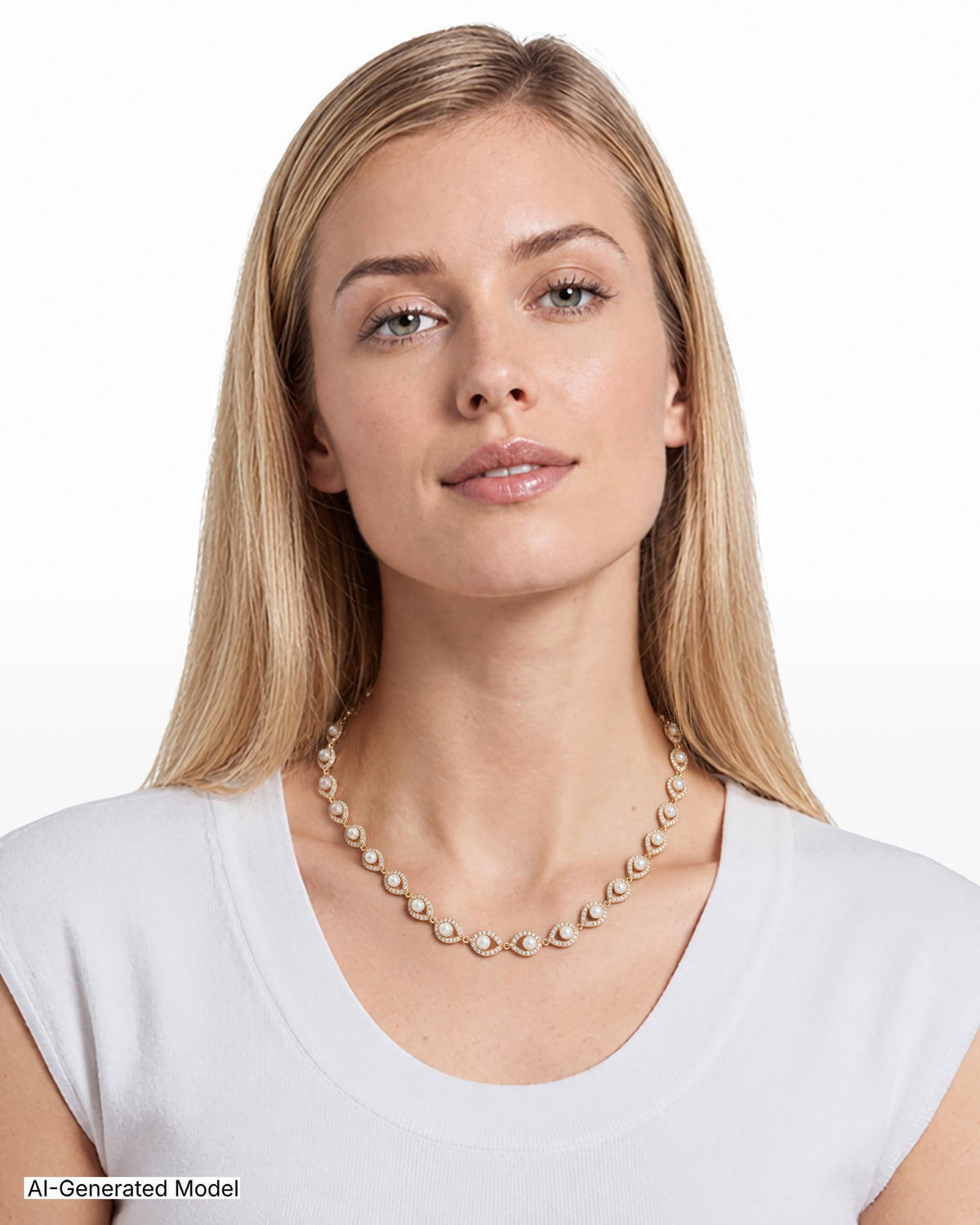 [SKU:60499103-887] Gold-Tone Blanc Faux Pearl Necklace