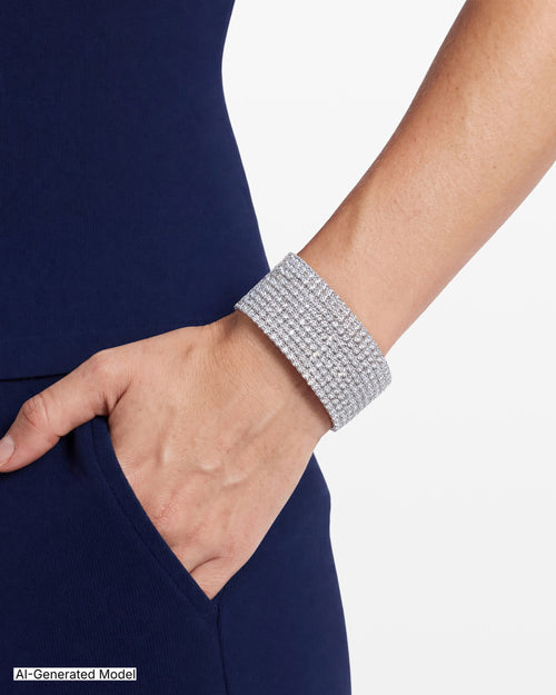 [SKU:60466537-G03] Silver-Tone Crystal Bracelet