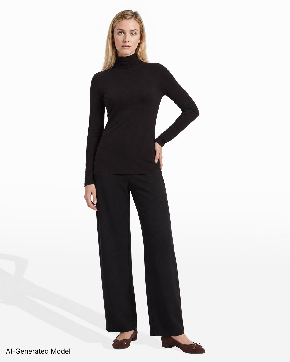 [SKU:12066240-3QK] Seamless Turtleneck Knit Top