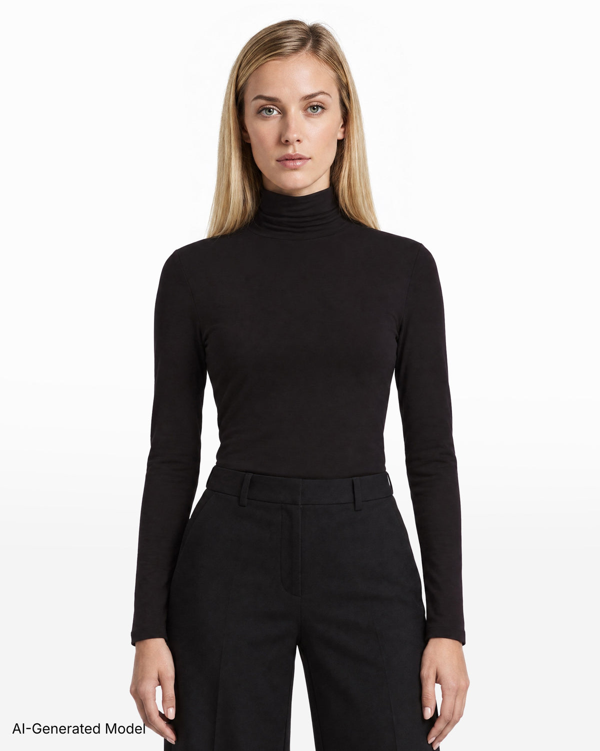 [SKU:12066240-3QK] Seamless Turtleneck Knit Top
