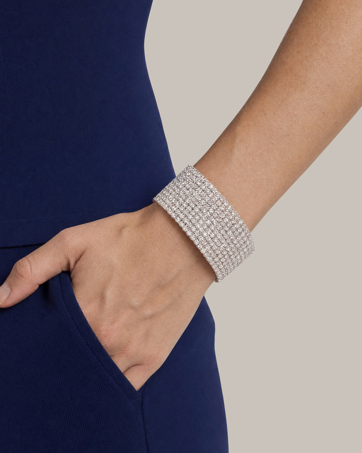 [SKU:60466537-G03] Silver-Tone Crystal Bracelet