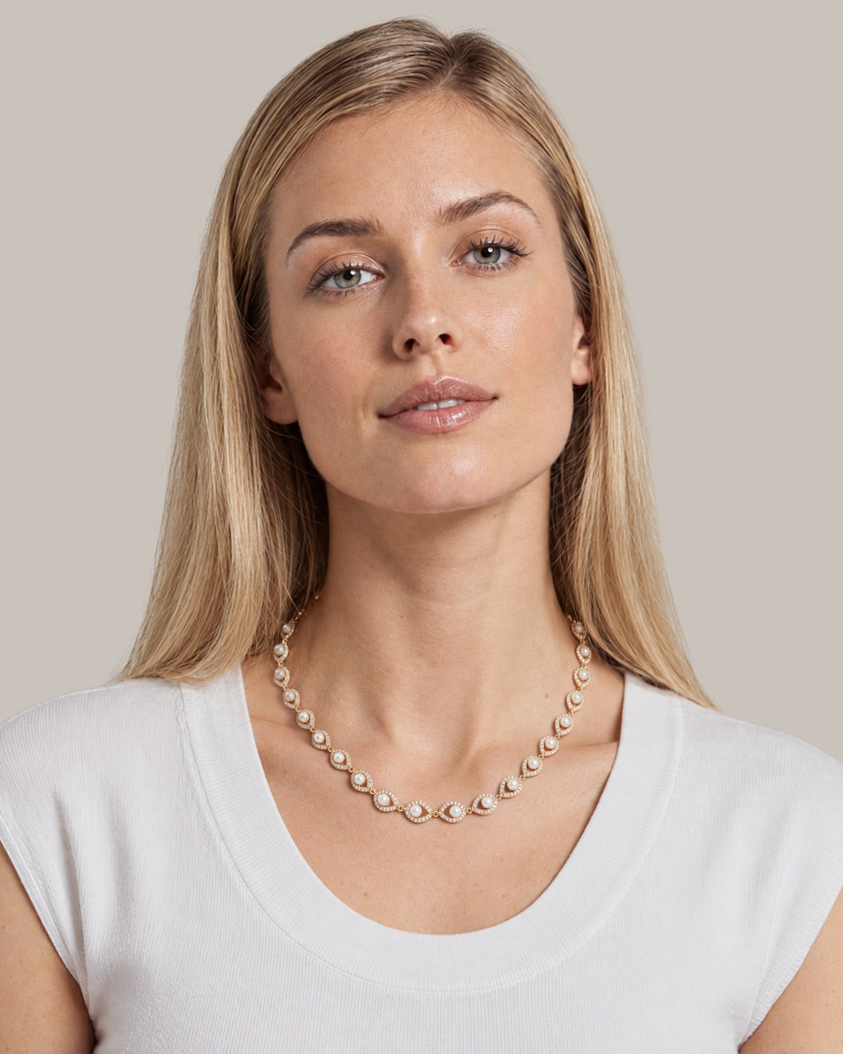 [SKU:60499103-887] Gold-Tone Blanc Faux Pearl Necklace