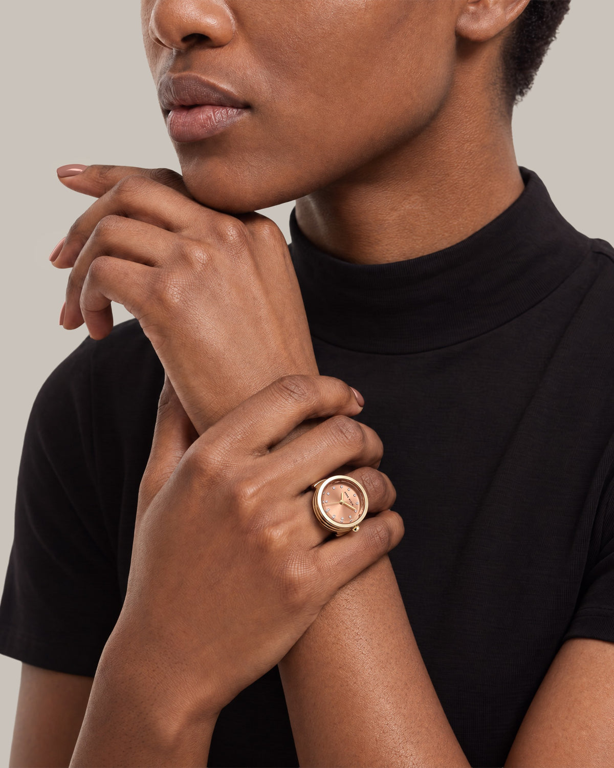 [SKU:AK-5124RINGPE] Crystal Accented Ring Watch