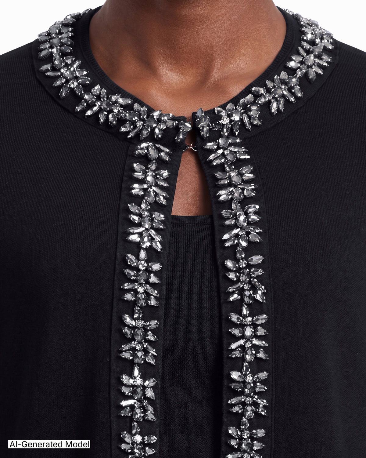 [SKU:12067820-3QK] Crystal Trim Cardigan