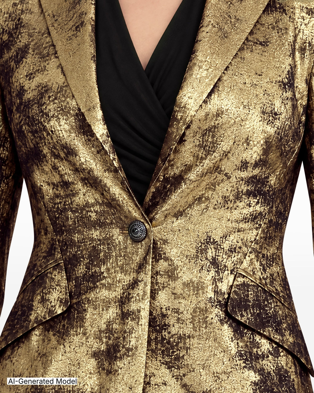 [SKU:12068207-7CM] Petite Notched Collar One-Button Jacket with Flap Pockets