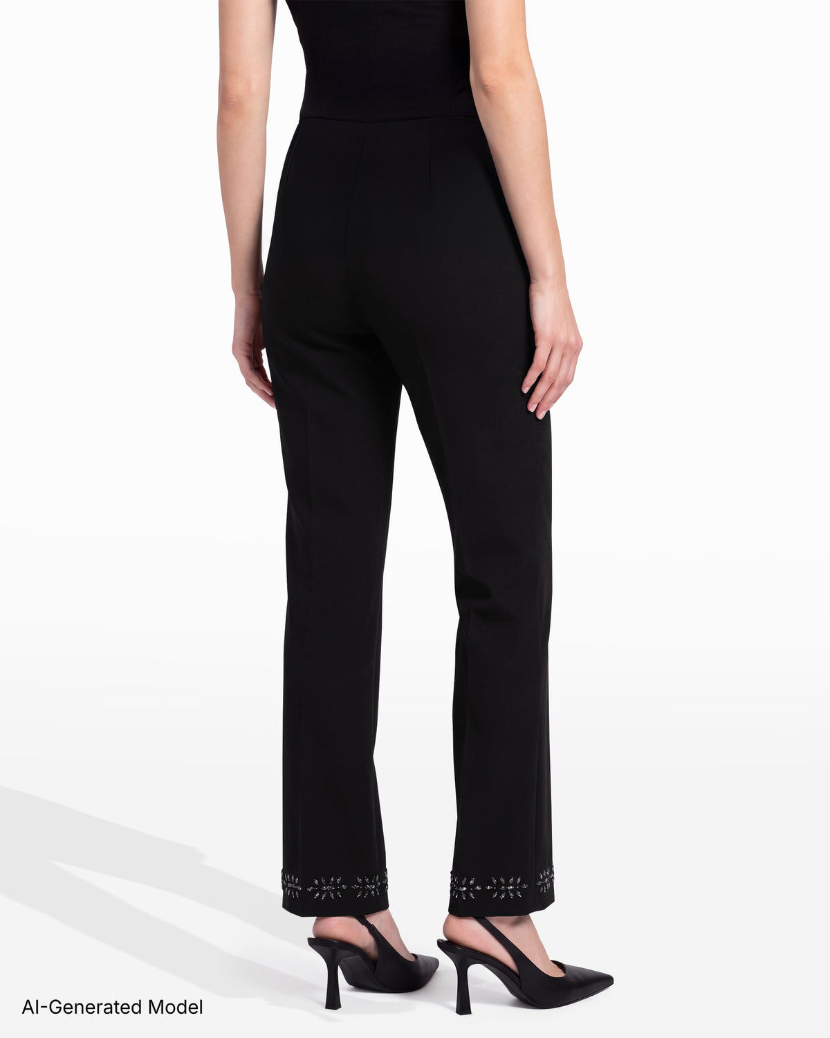 [SKU:12069859-3QK] Mid-Rise Ankle Flare Embellished Pant
