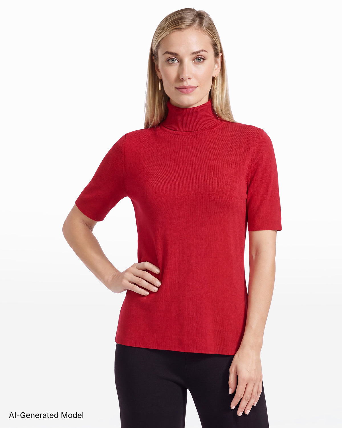 [SKU:12056544-4RK] Half Sleeve Turtleneck Sweater