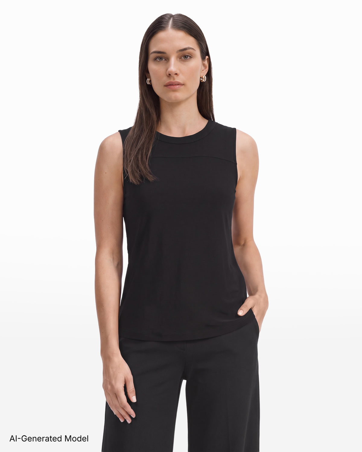 [SKU:12070163-3QK] Sleeveless Crewneck Shell Knit Top