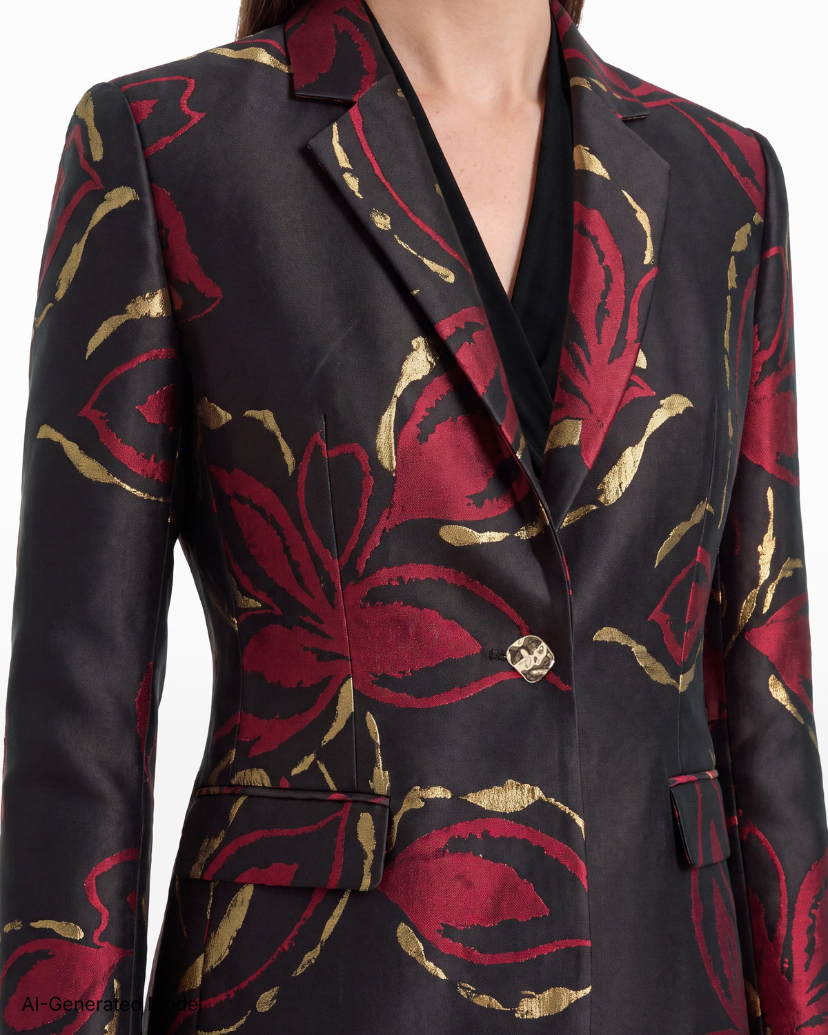 [SKU:12070707-9XO] One-Button Notch Lapel Jacket with Flap Pockets