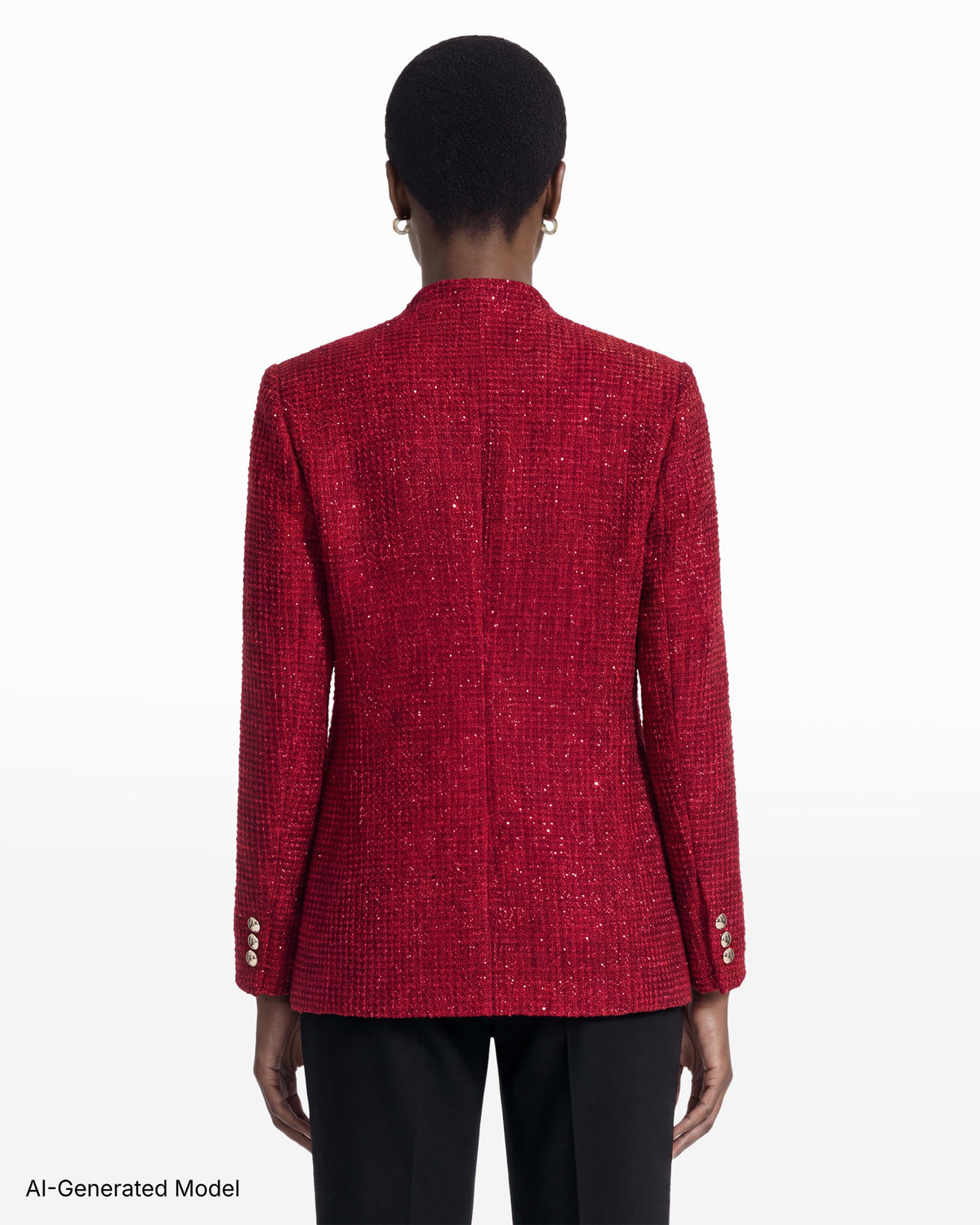 [SKU:12070704-4RK] Faux Double-Breasted Jacket With Flap Pockets