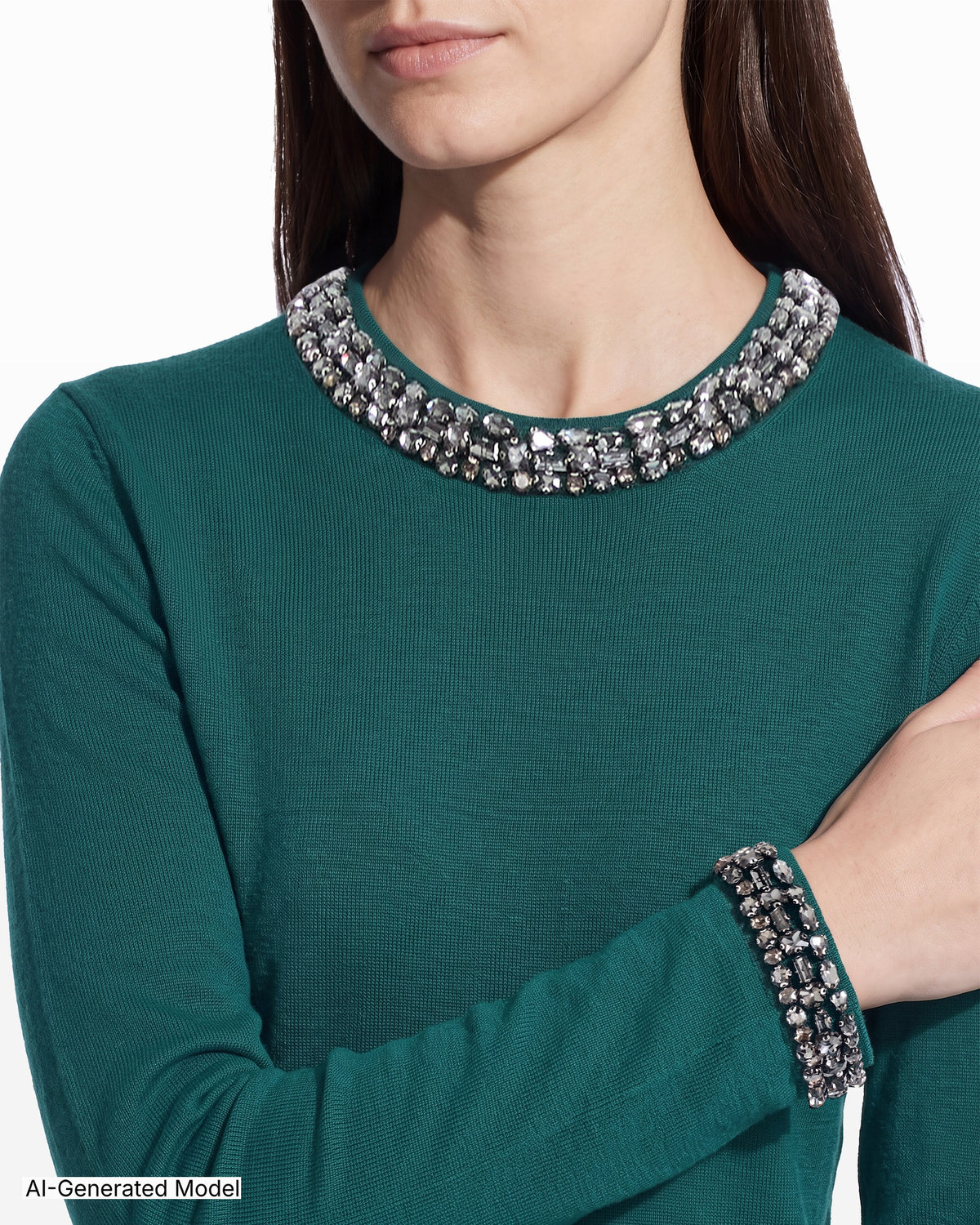 [SKU:12067781-3DO] Embellished Bracelet Sleeve Sweater