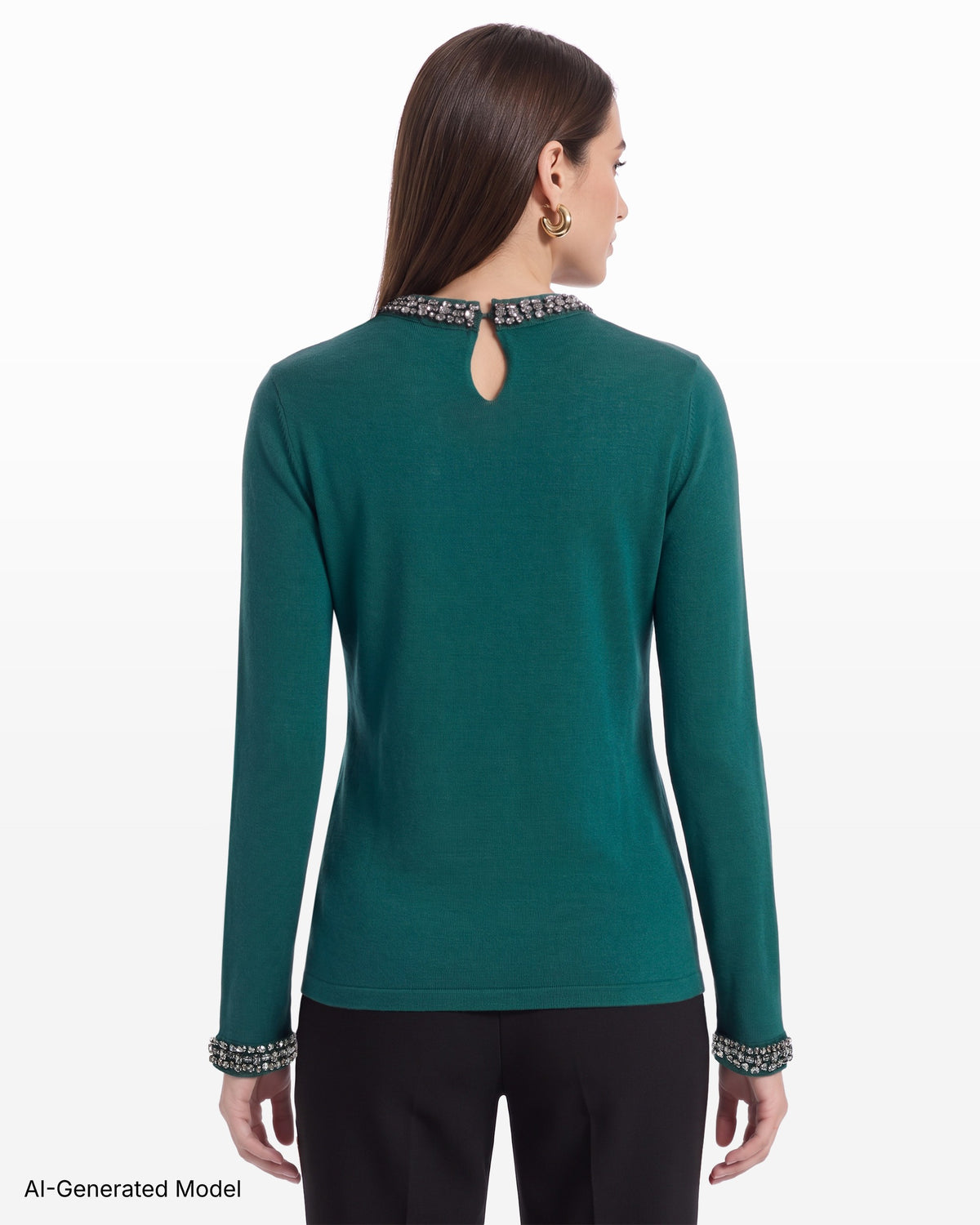 [SKU:12067781-3DO] Embellished Bracelet Sleeve Sweater