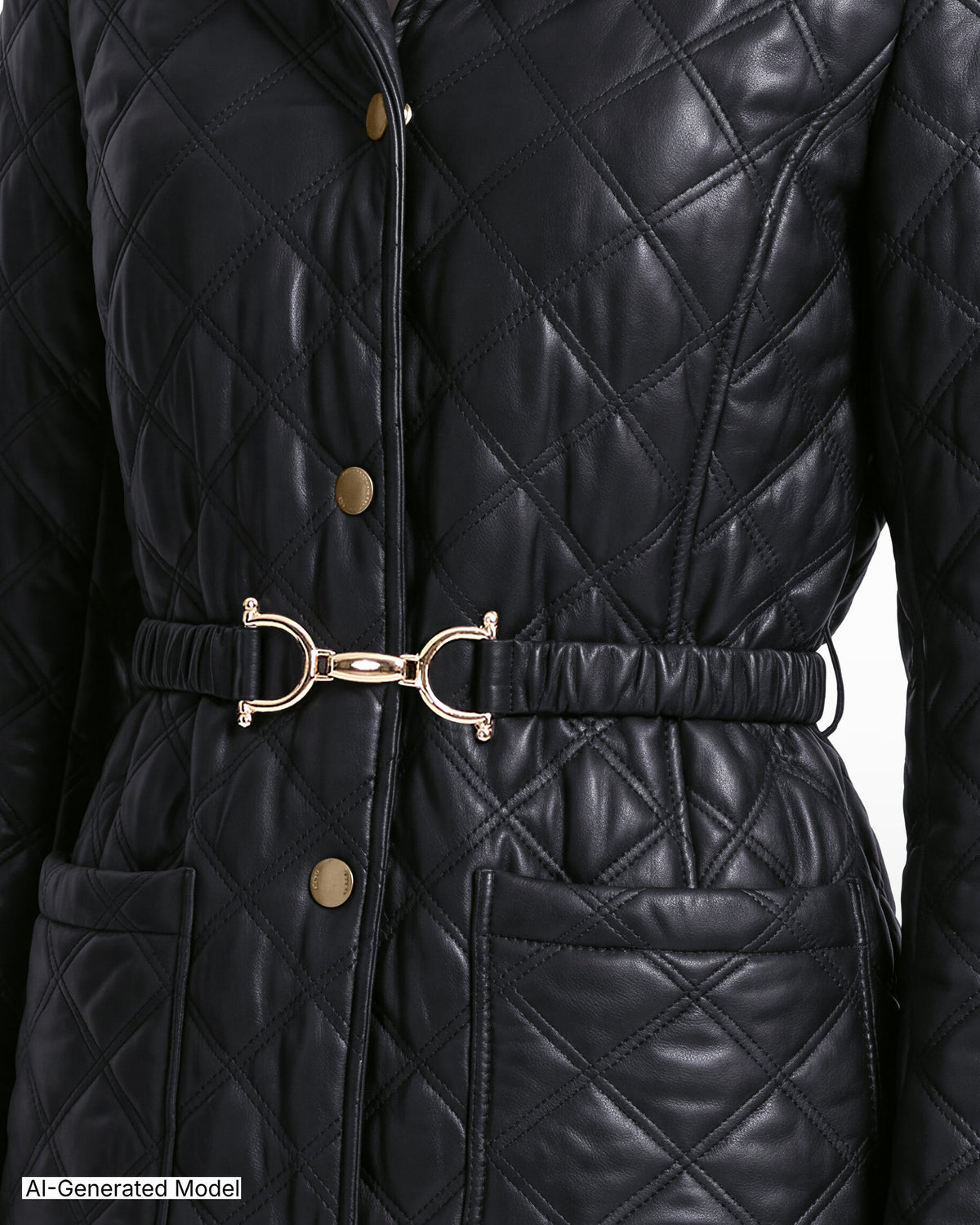 [SKU:12070770-3QK] Double Diamond Quilted Belted Jacket