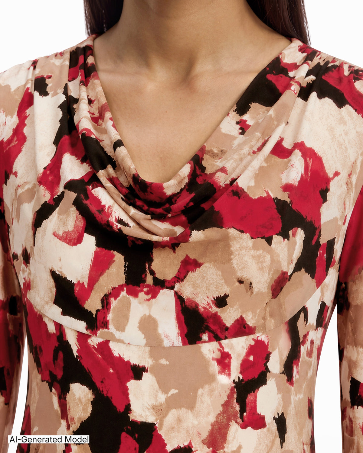 [SKU:12071124-1EJ] Long Sleeve Cowl Neck Knit Top