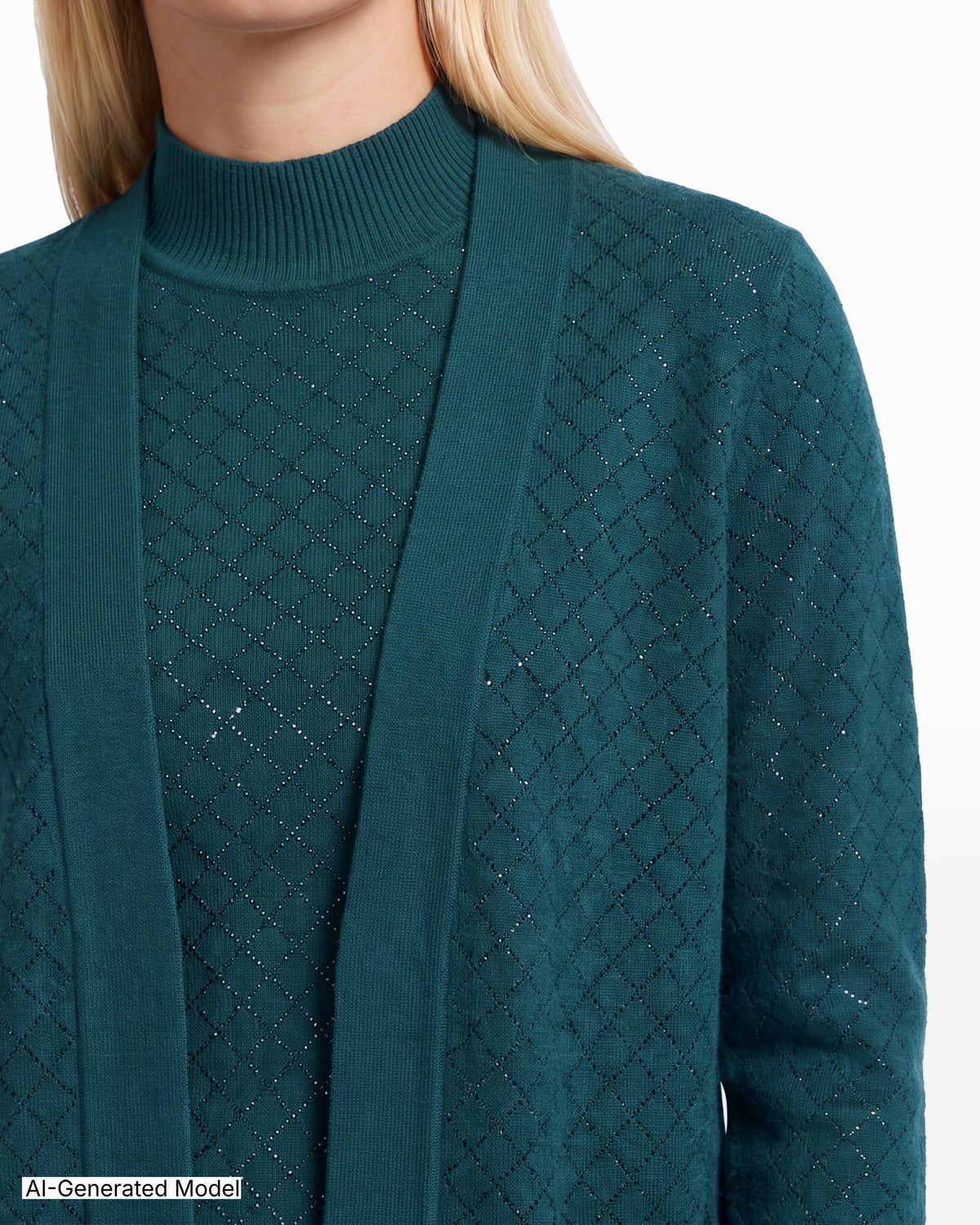 [SKU:12067856-3DO] Embellished Heatset Knit Cardigan Sweater