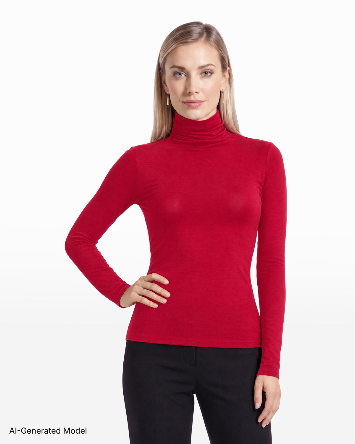 [SKU:12066240-4RK] Seamless Turtleneck Long Sleeve Knit Top