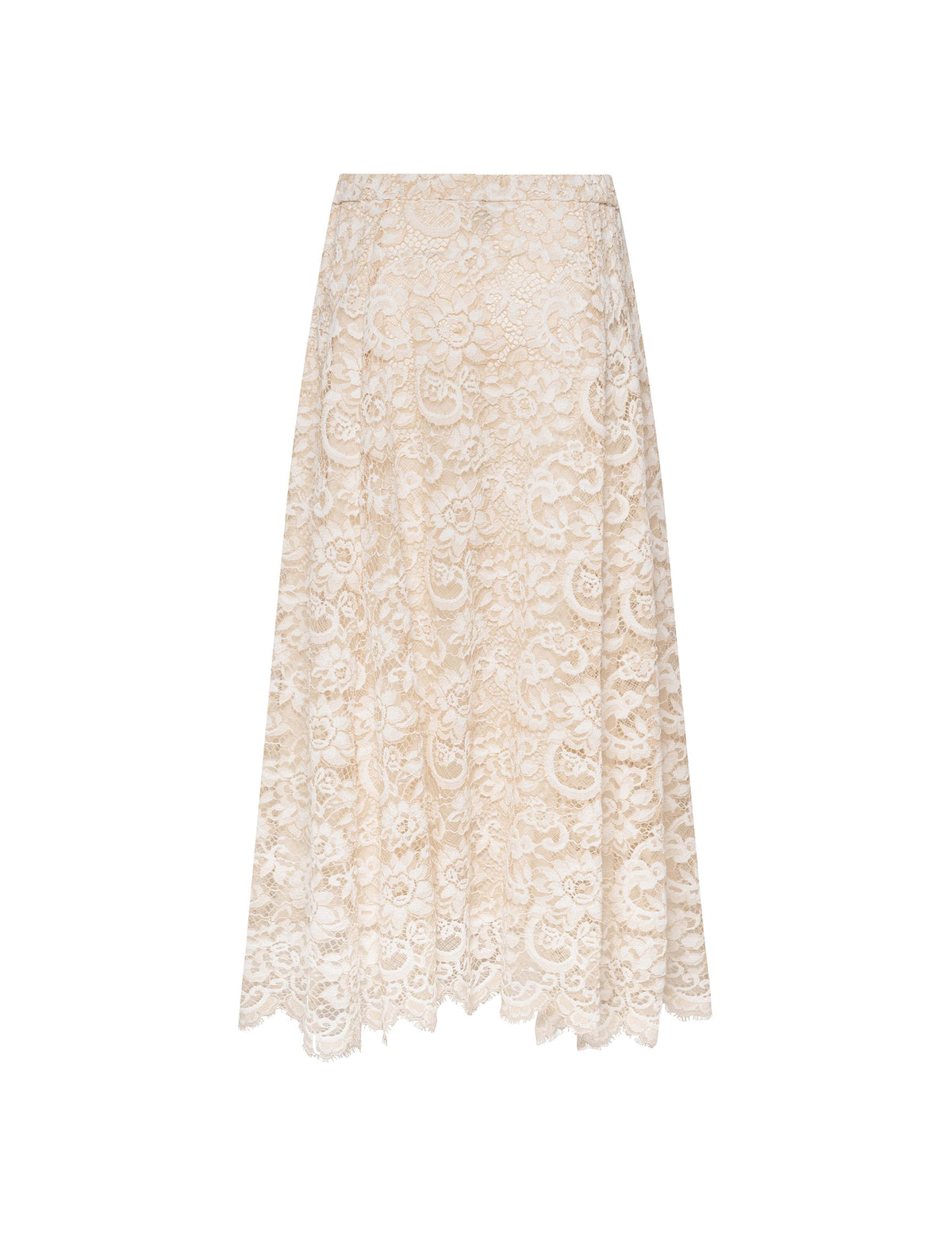 Anne Klein White Dove/Canvas Lace Appliqué Midi Skirt