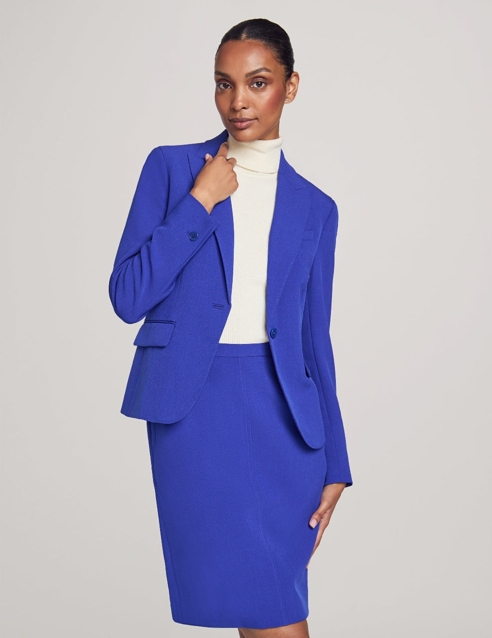 Anne Klein Royal Sapphire Executive Collection Jacket and Skirt Suit Set