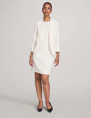 Anne Klein Anne White Executive Collection Jacket With Dress Set- Sale