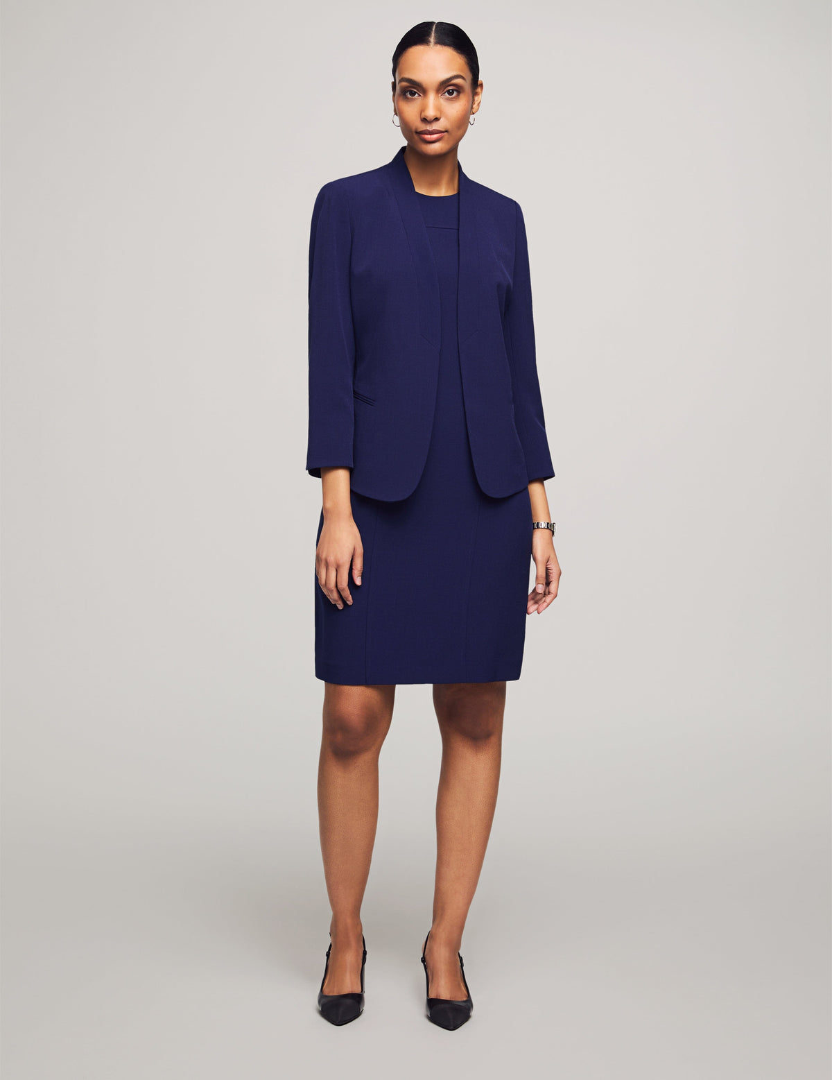 Anne Klein Navy Petite Executive Collection Jacket With Dress