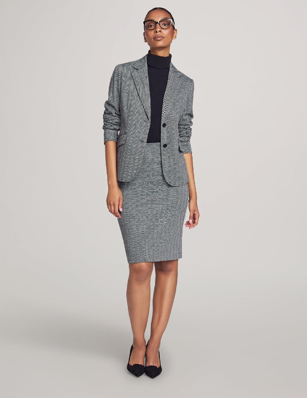 Anne Klein Anne Black Combo Executive Collection Two Button Jacket With Pants and Skirt