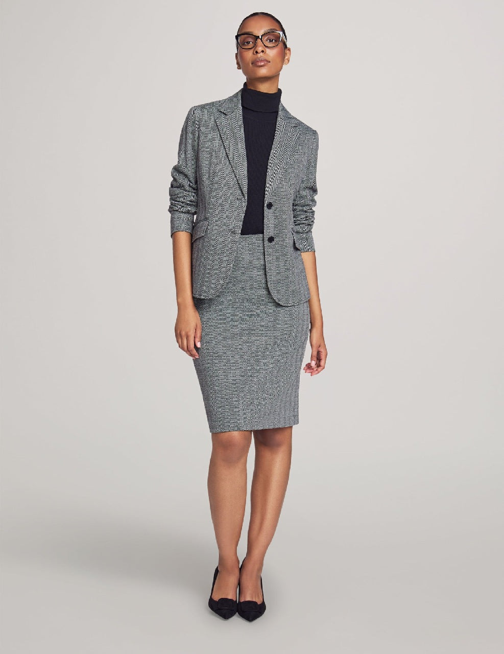 Anne Klein Herringbone Two Button Jacket W/Pant & S Anne Klein Herringbone Two Button Jacket W/Pant & S