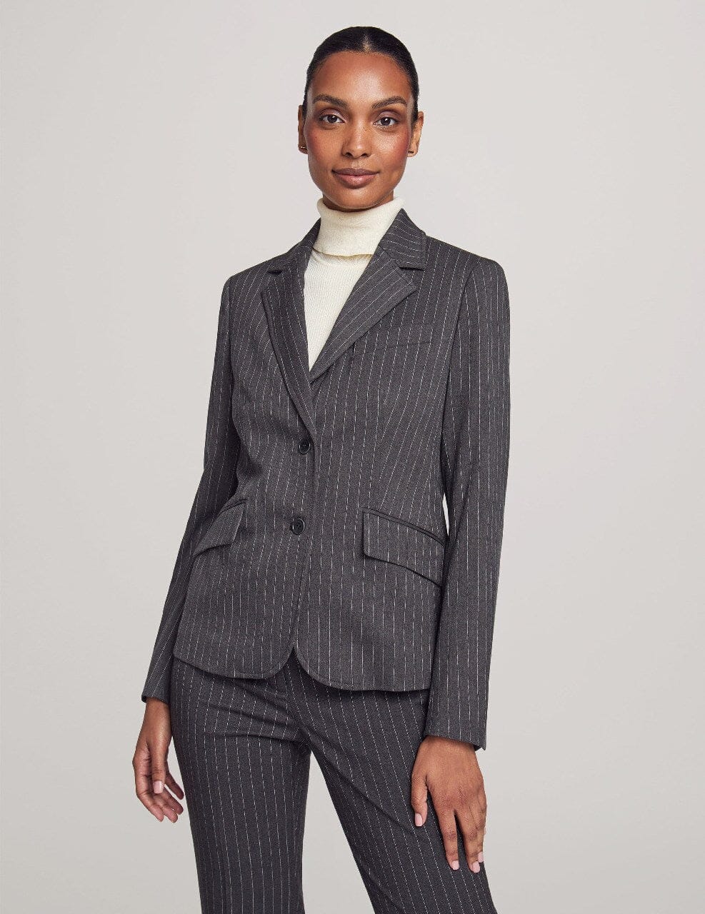 Anne Klein  Executive Collection Pinstripe Two Button Jacket With Pant and Skirt- Sale