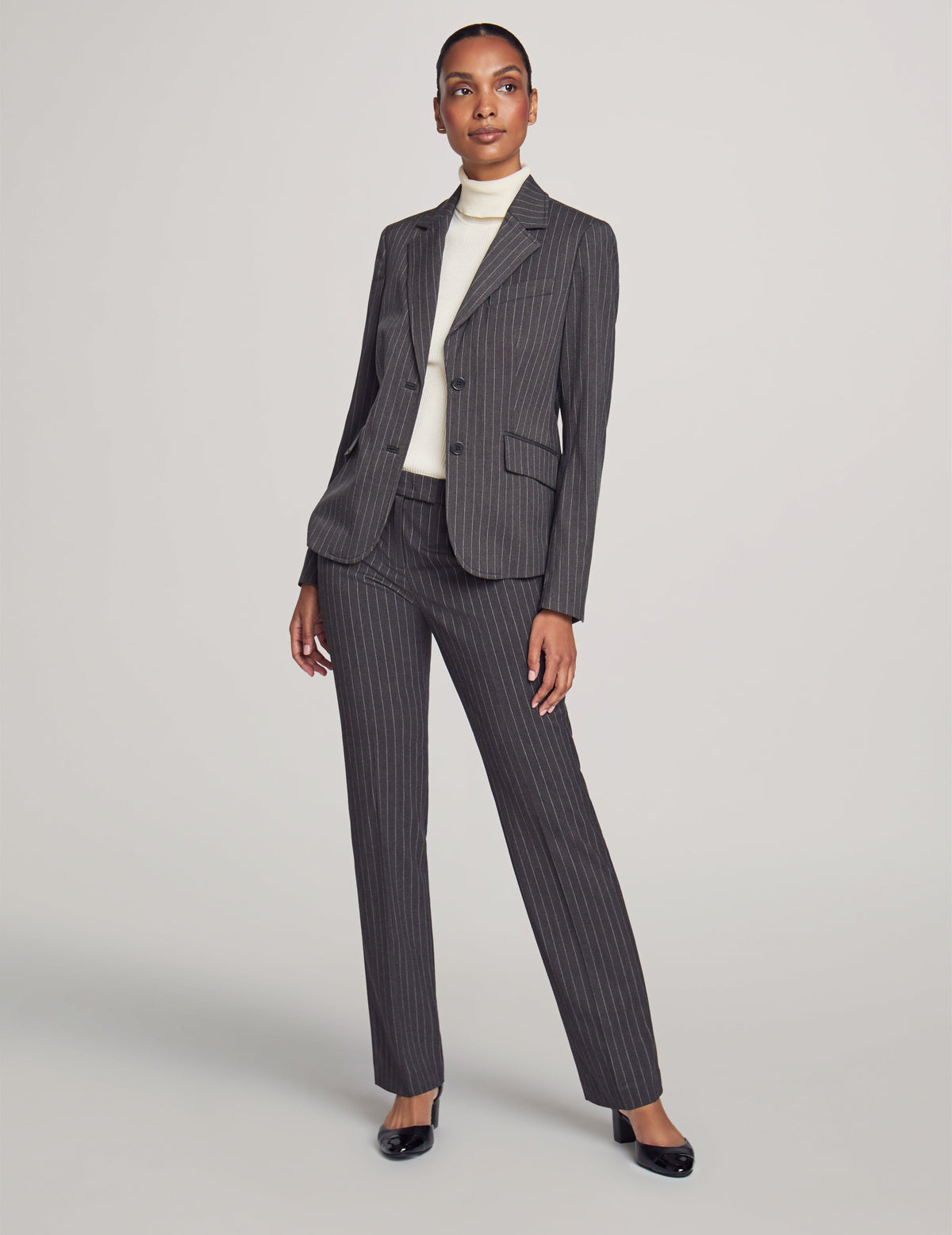 Anne Klein  Executive Collection Pinstripe Two Button Jacket With Pant and Skirt- Sale