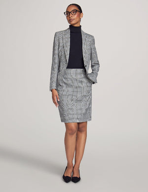 Anne Klein Anne Black/Bright Whit Executive Collection Plaid Jacket with Skirt