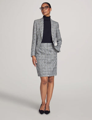 Anne Klein Anne Black/Bright Whit Executive Collection Plaid Jacket with Skirt- Sale