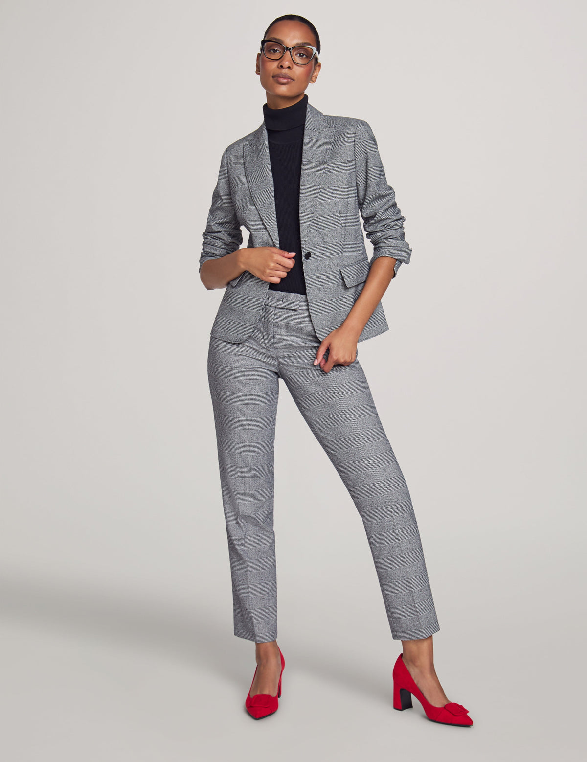 Anne Klein Anne Black Combo Executive Collection Plaid Jacket and Bowie Pant- Sale