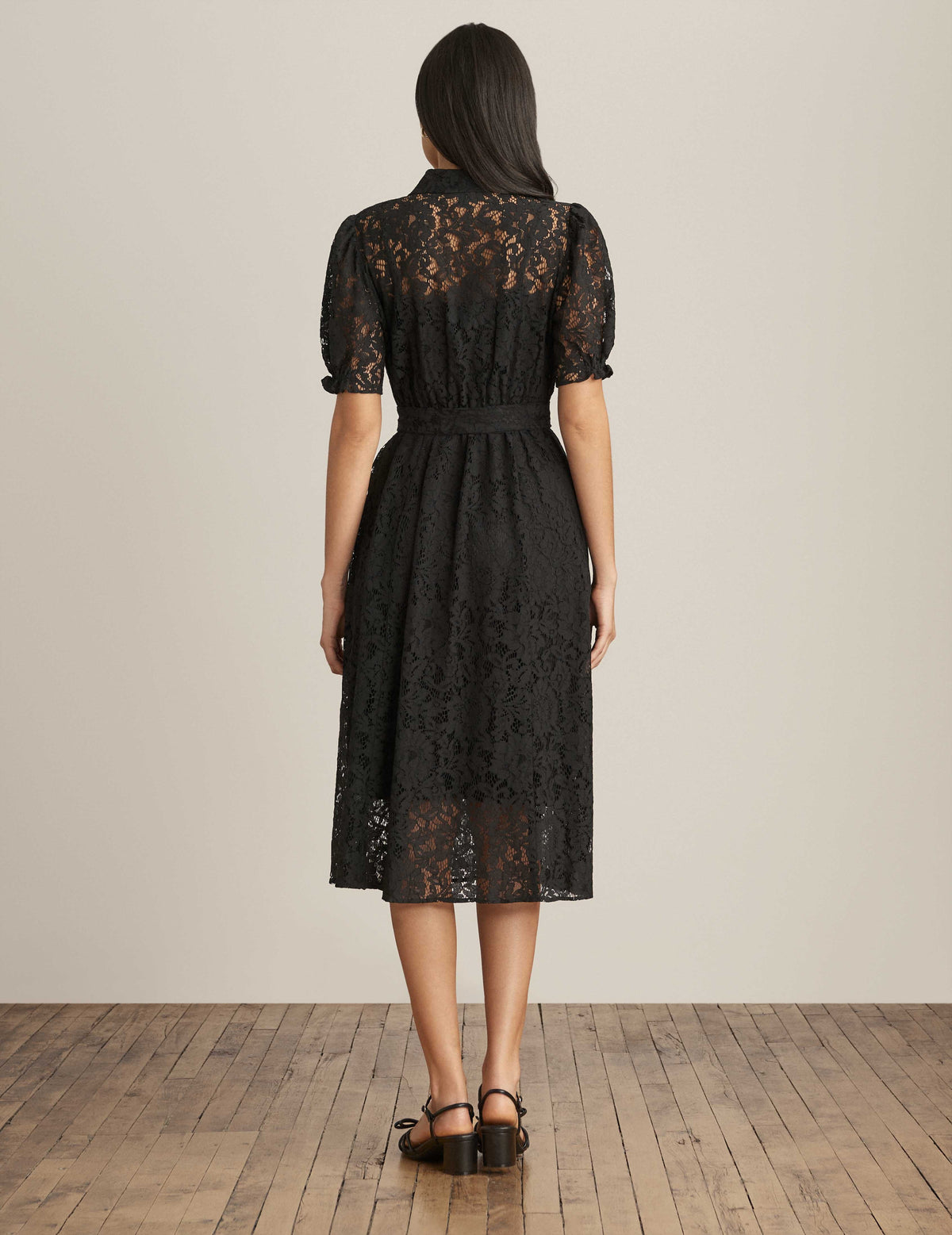 Anne Klein  Lace Midi Dress With Puff Sleeves