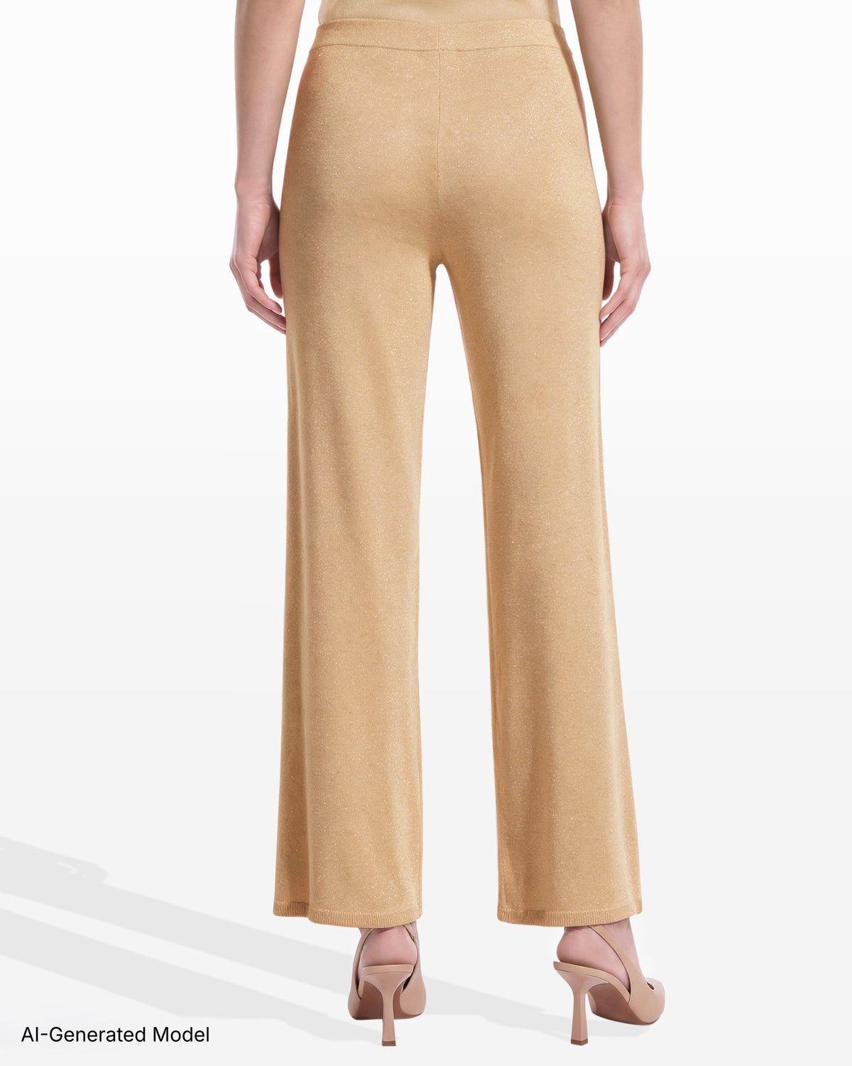 [SKU:12070758-3UZ] Lurex Wide Leg High Rise Sweater Pant