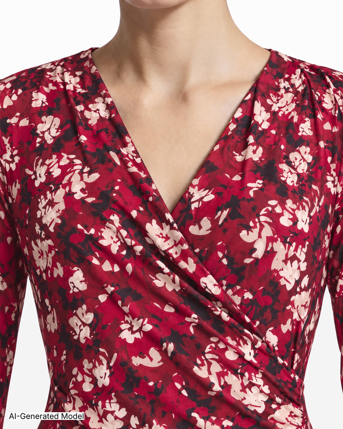[SKU:12070166-610] Faux Wrap V-Neck Knit Top