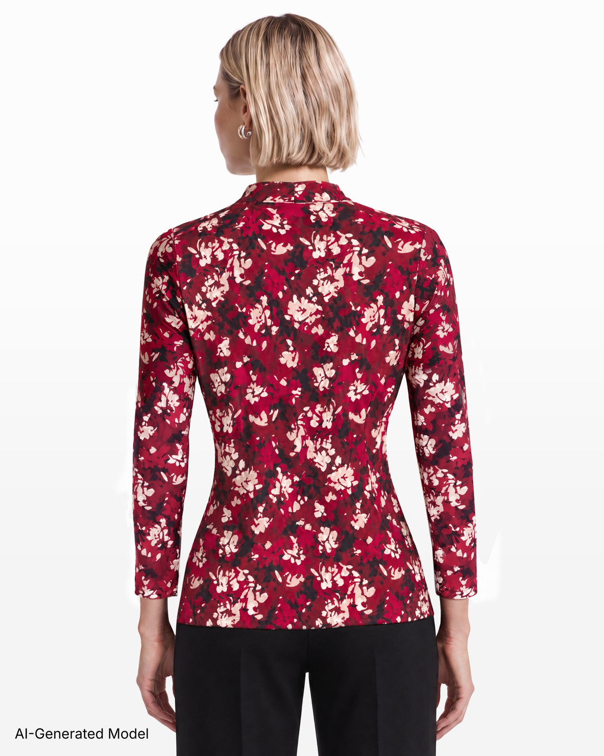 [SKU:12070166-610] Faux Wrap V-Neck Knit Top