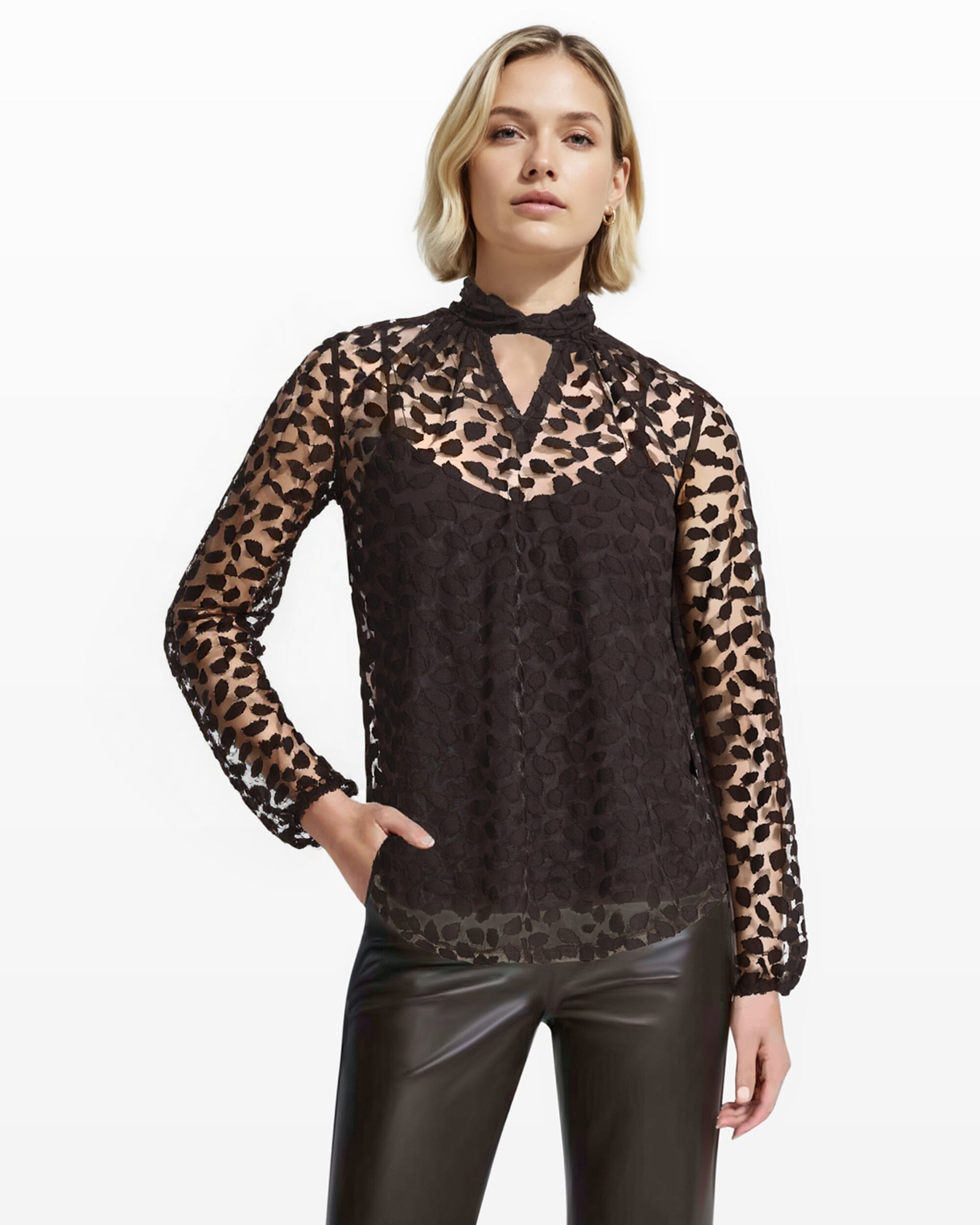 Anne Klein Shirred Neckline Blouson