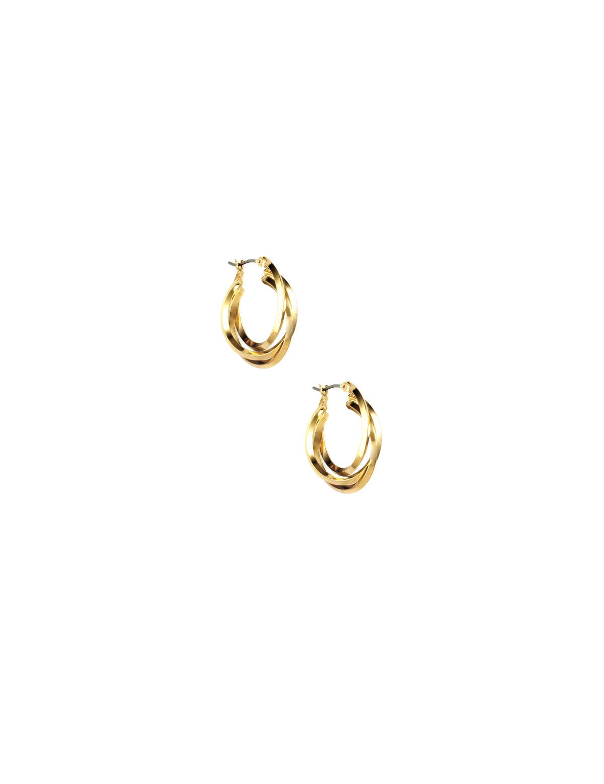 Anne Klein Gold Tone 32MM 3 Ring Hoop Earrings