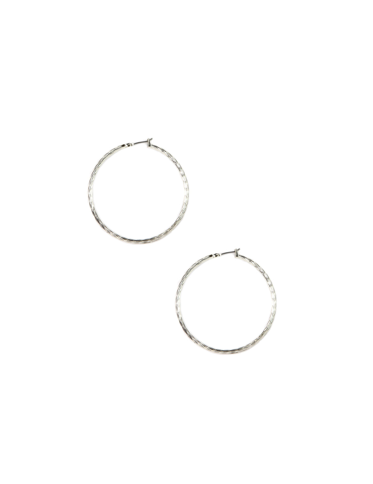 Anne Klein Silver Tone 50MM Large Texture Hoop Earrings