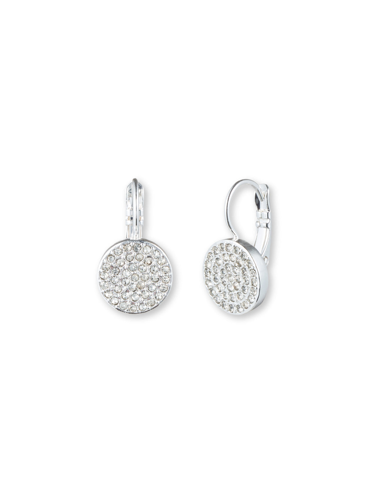 Anne Klein Silver Tone Silver Pave Drop Earrings