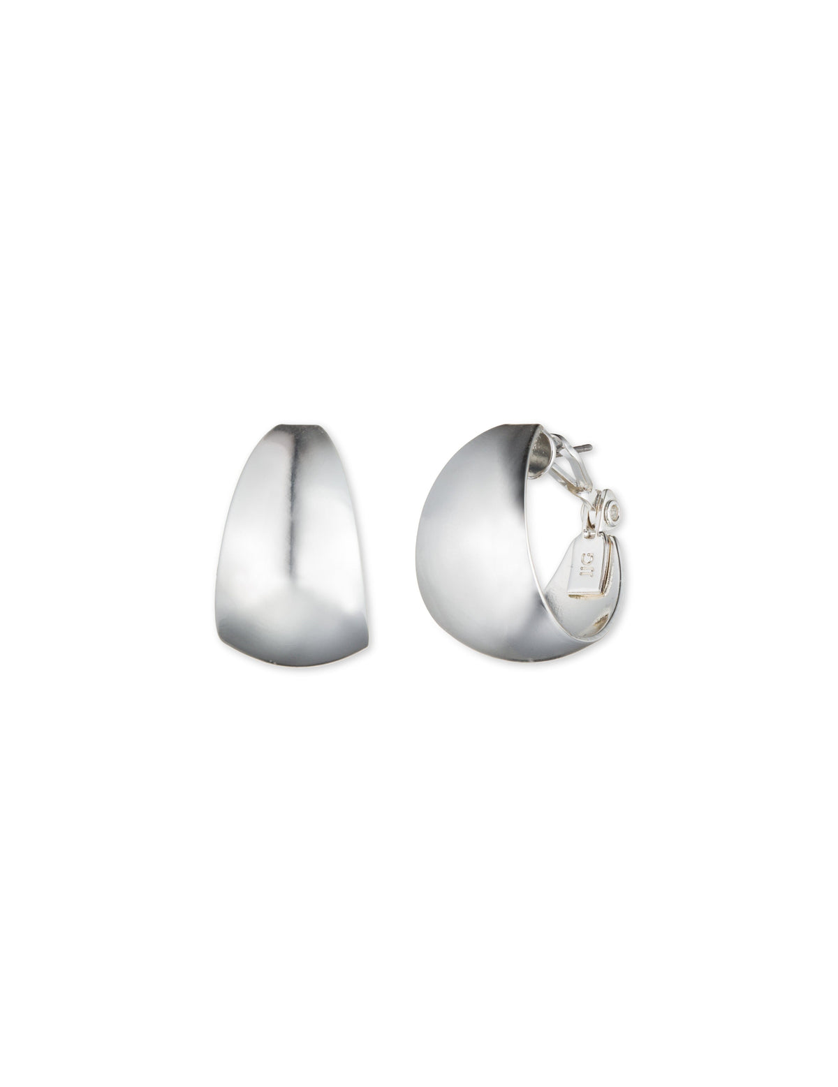 Anne Klein Silver Tone Silver Wide Band Hoop Earrings