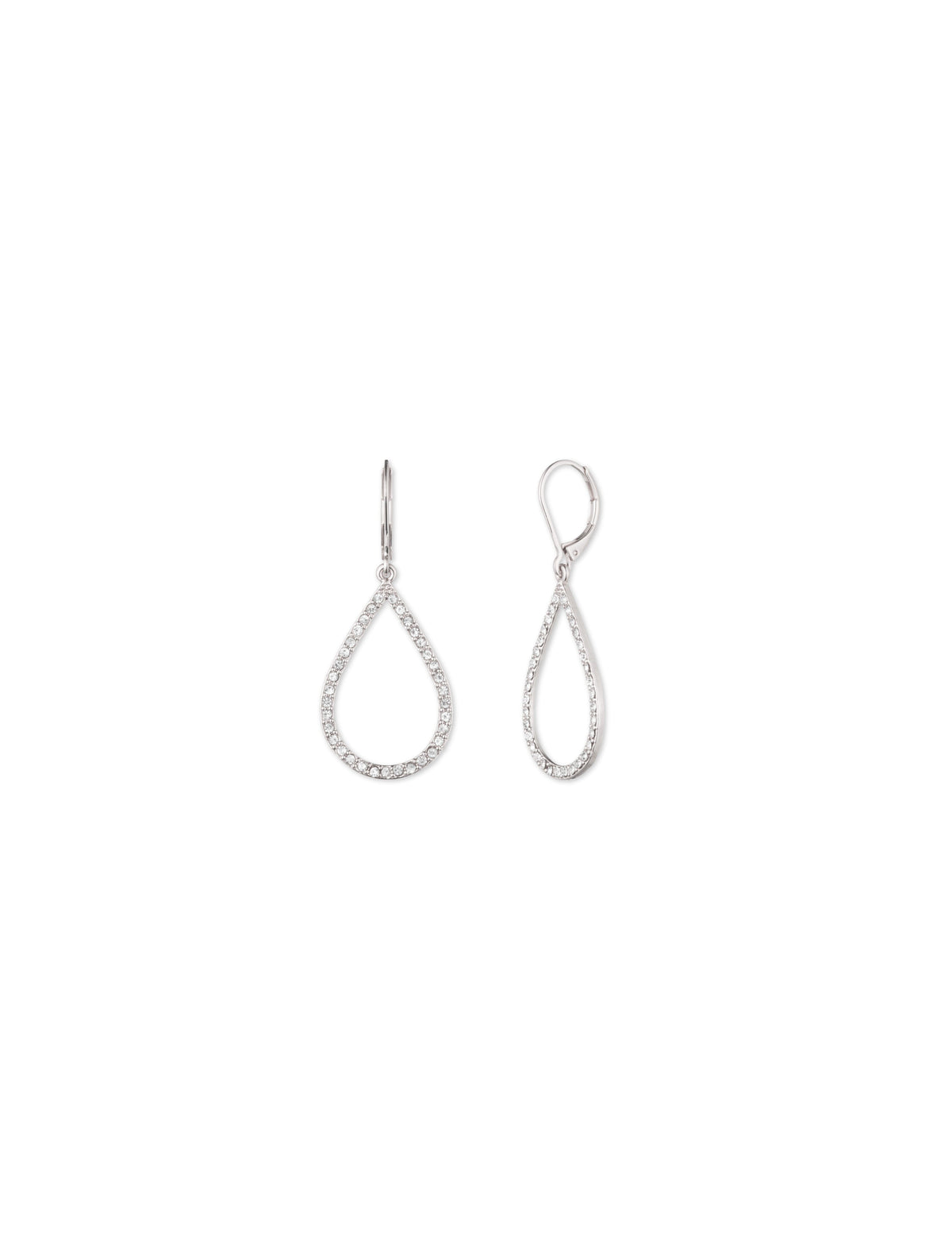 Anne Klein Silver Tone Levback Teardrop Earrings