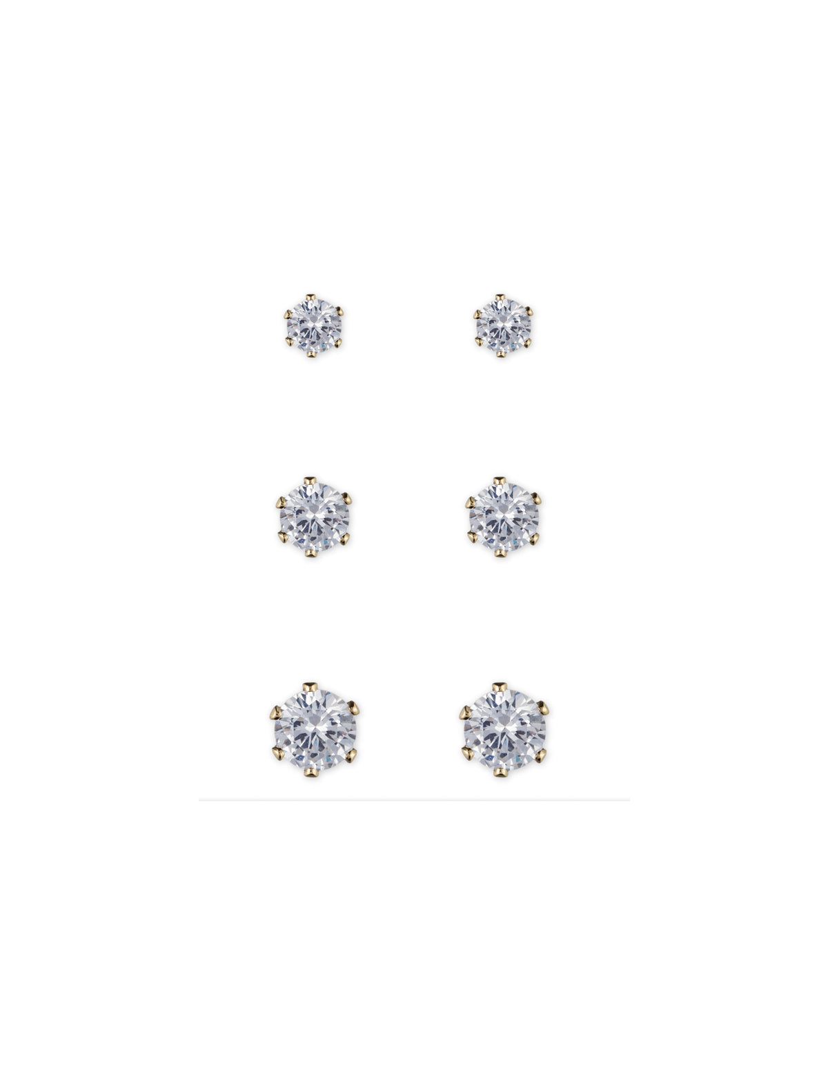 Anne Klein Gold Tone CZ Stud Earring Trio