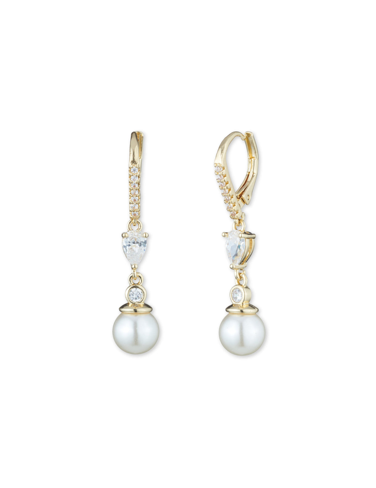 Anne Klein Gold Tone Small Pearl Drop Earrings