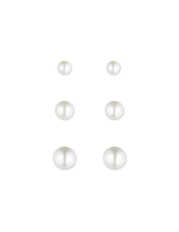 Anne Klein Gold Tone Pearl Studs Earring Trio