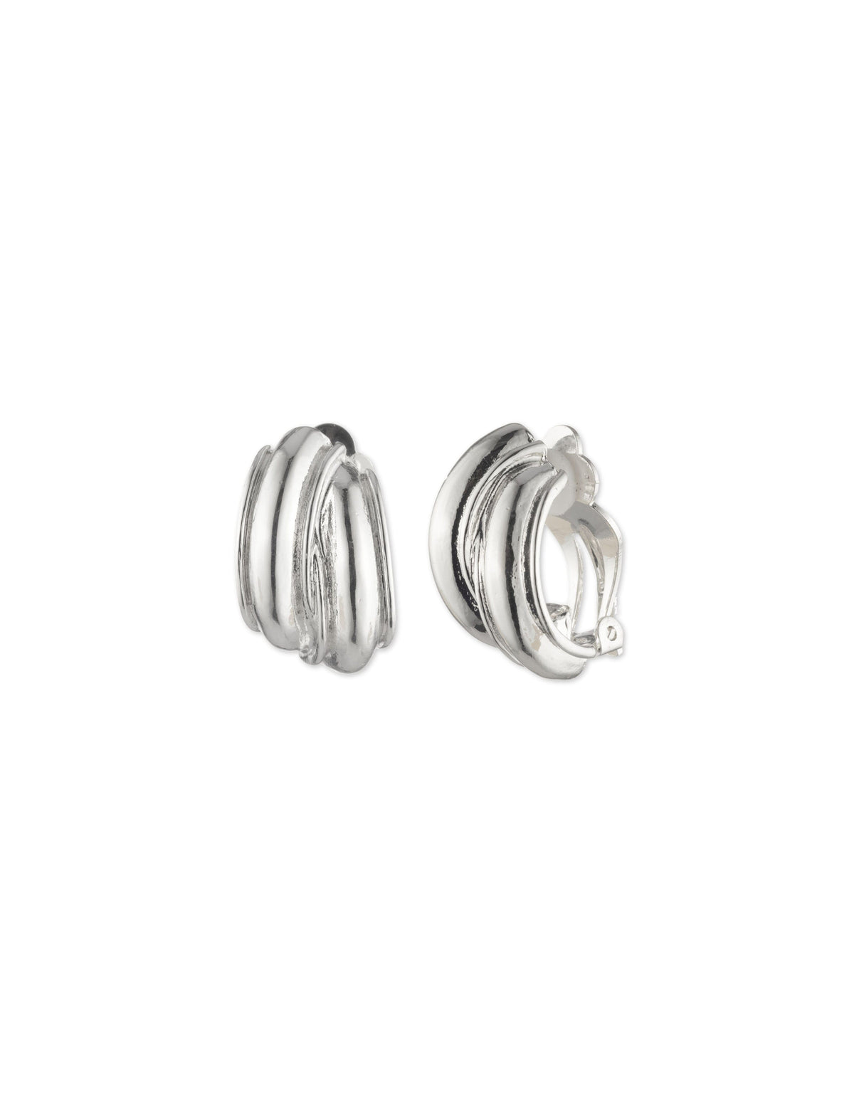 Anne Klein Silver Tone Button Clip On Earrings